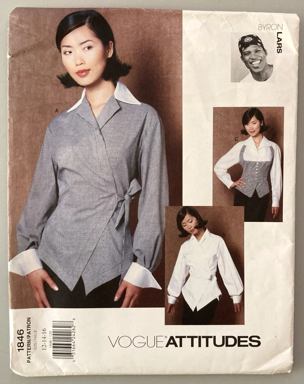 Vogue Attitudes 1846 Pattern Byron Lars 3 Blouse Style Misses Sz 12-16 Uncut '96